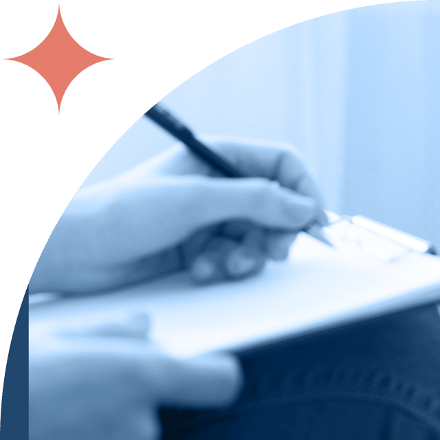 Hand writing notes with start vector in top right of image.
